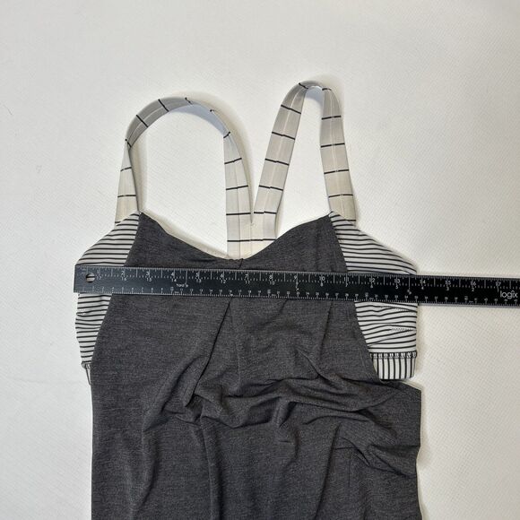 Lululemon Rest Less Heathered Soot Light Tank Top Size 6 Hyper Stripe Relaxed - Picture 9 of 12